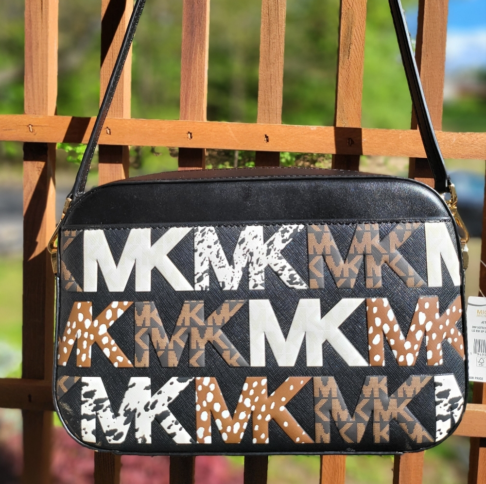 🆕MICHAEL KORS Jet Set Item Large Graphic Logo Chain Crossbody👜 - Picture 3 of 11